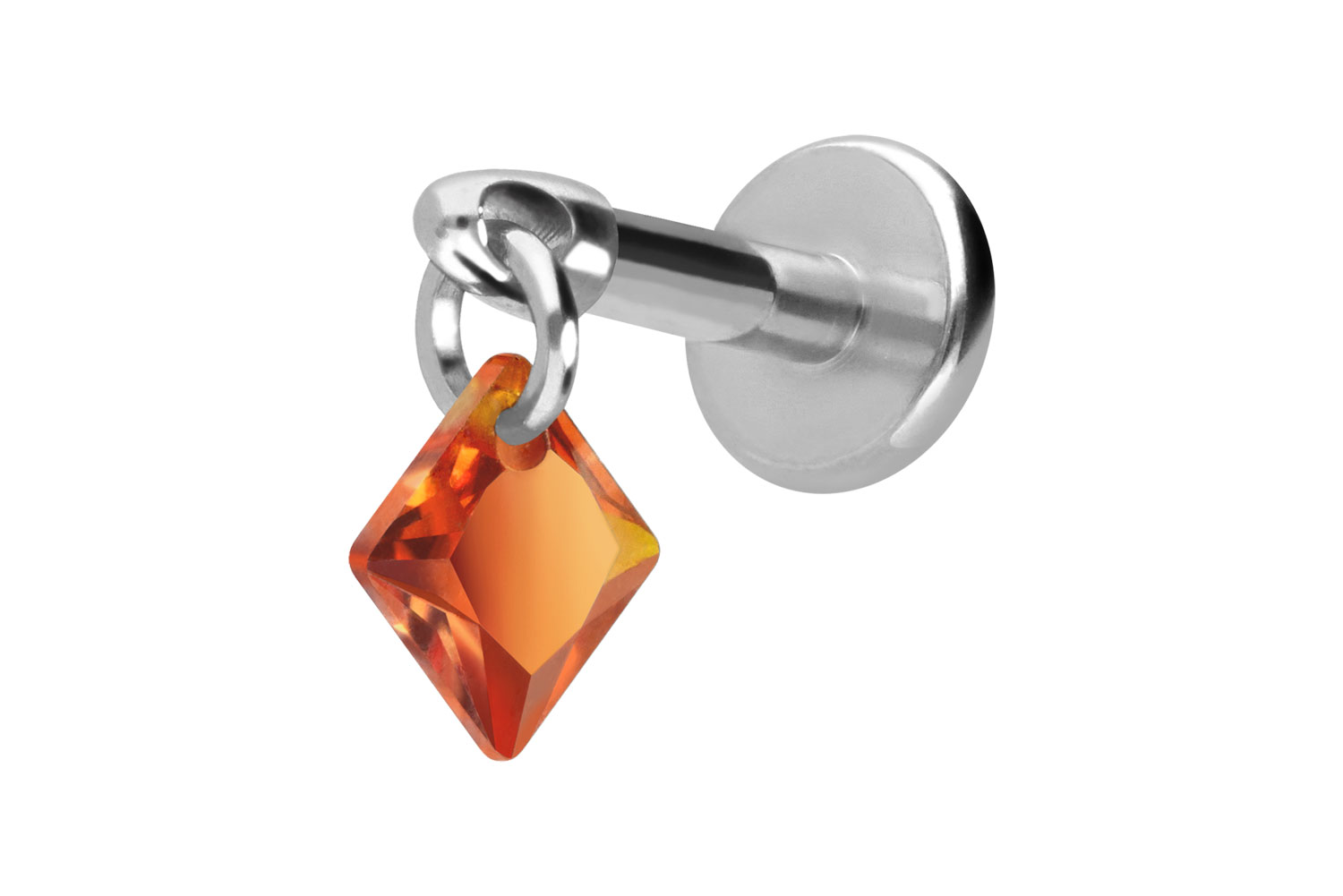 Titan Labret Piercing mit Innengewinde KRISTALLQUADRAT